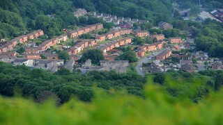Aerial picture of new build homes in Tongwynlais, South Wales.