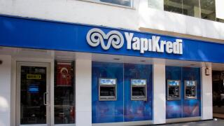 Branch view of a national private bank in Turkey. The image is captured on Bagdat Avenue of Kadikoy district located on Asian side of Istanbul.