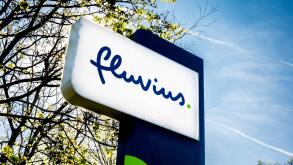 The Fluvius utility company for gas, electricity and sewers in Kortrijk, West Flanders, Belgium, 10 April 2025