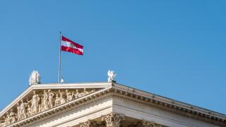 Austria Flag On Parliament Building