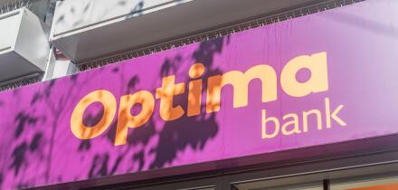 Thessaloniki, Greece - September 29, 2022: Logo and sign of Optima bank.
