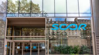 Entrance to the Scor headquarters, located avenue Kleber in Paris, France. Scor is one of the leading reinsurance companies in the world