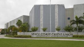 Space Coast Credit Union Headquarters covers all windows in preparation of the arrival of Hurrican Irma in Melbourne, Florida on September 9, 2017. Hurricane Irma is the largest Atlantic hurricane in recorded history with bands extending out nearly 300 mi