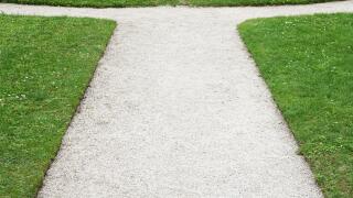 gravel path junction