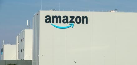 Amazon Warehouse Building, Logistics Distribution Center, and Amazon Prime Truck