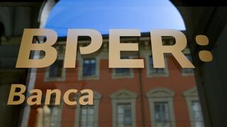 The logo of BPER Banca is pictured outside a branch as the bank's CEO Piero Montani presents a new business plan, in Milan, Italy, June 10, 2022. REUTERS/Flavio Lo Scalzo