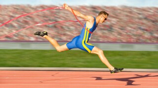 Runner crossing the finish line