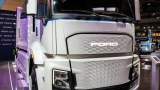 Ford Otosan introducing it's 100% Electric Truck at the Hannover IAA Transportation Motor Show. Germany - September 20, 2022