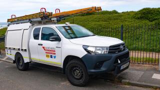 A Toyota Hilux 4x4 truck owned by Northern Powergrid resposible for maintenance of the electrical power distribution system in Northern England equipp