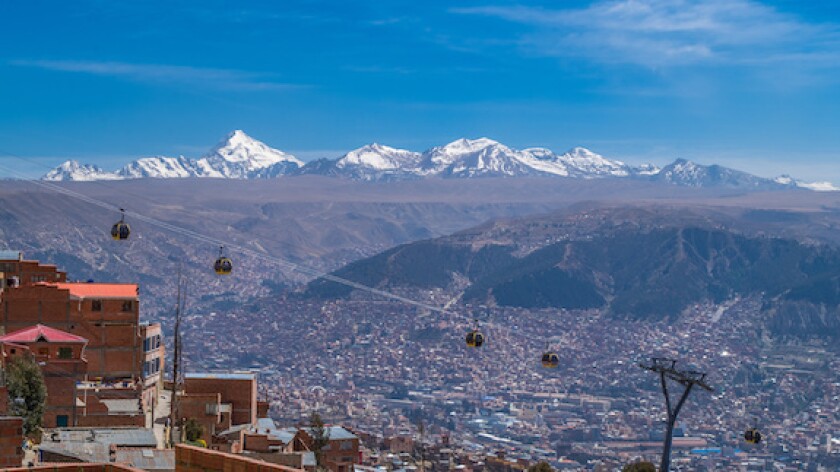 Cable cars, panoramic view, La Paz, Bolivia, Andes, Latin America, LatAm, 575