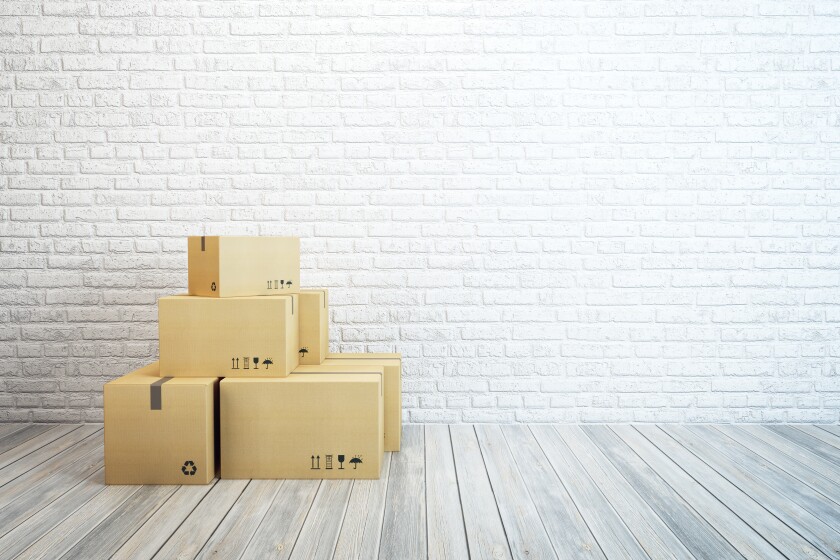 moving boxes at a new home