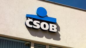 NACHOD, CZECH REPUBLIC - APRIL 28, 2018: Logo of the CSOB bank on a building in Nachod, Czech Republic