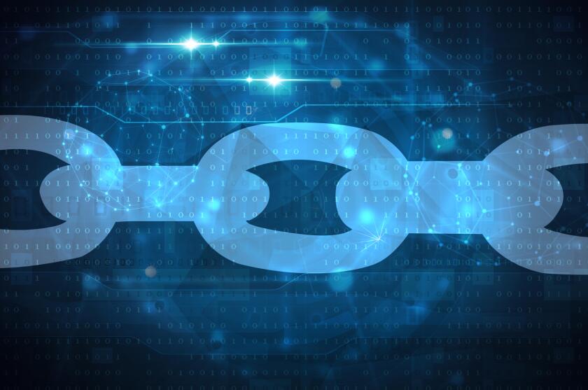blockchain technology concept blue background