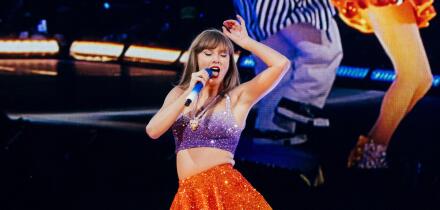 14th June 2024 - Liverpool, UK: Taylor Swift performs at Anfield football stadium during the Eras Tour. Photo credit: Thomas Jackson / Alamy Live News