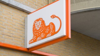 Logo of the ING bank in Hoogeveen, Netherlands