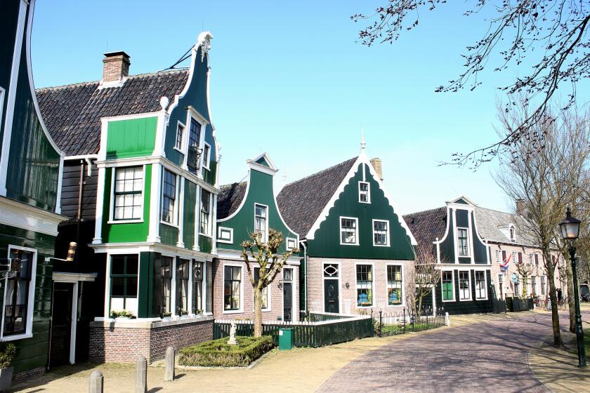Traditional Dutch wooden houses at the village of Zaanse Schans, Zaandam / Zaandijk, Netherlands