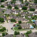Aerial view of suburban housing near Houston Texas. Image shot 04/2008. Exact date unknown.