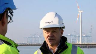 German Chancellor Olaf Scholz visits the Fluxys gas terminal at the Belgian port of Zeebrugge, Belgium February 14, 2023. REUTERS/Yves Herman/Pool