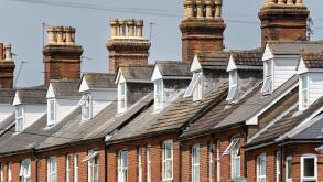 Victorian terraced housing on Worting Road, Basingstoke, UK. Concept: England housing market, mortgage deals, property prices, buy to let