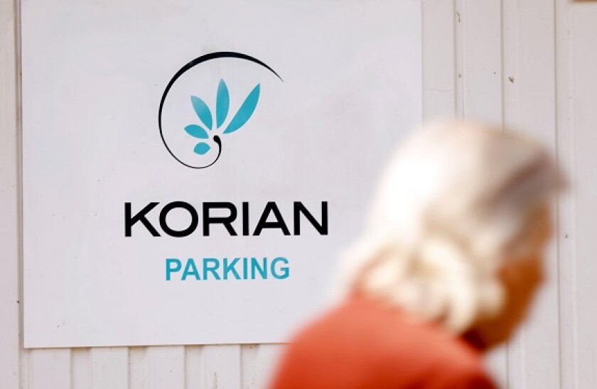 The logo of a Korian retirement home (Ehpad) is seen in Paris during a lockdown imposed to slow the rate of the coronavirus disease (COVID-19) in France, April 24, 2020. REUTERS/Charles Platiau