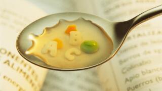 letter-shaped pasta soup