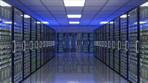 3d rendering of modern datacenter with lots of server