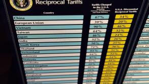 Liberation Day Trump?s reciprocal tariffs list viewed on computer screen