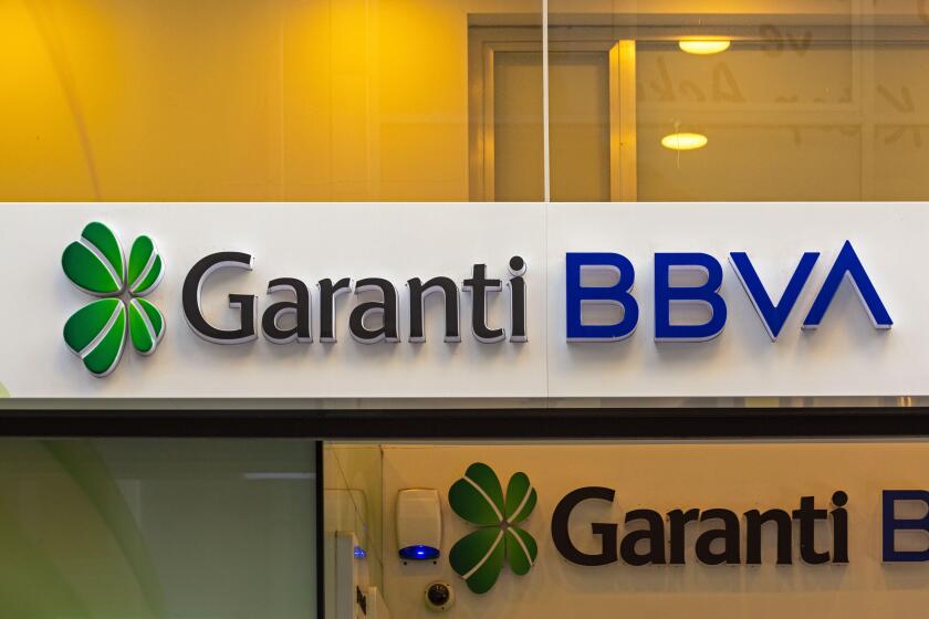 Garanti BBVA Bank branch entrance. Nisantasi, Turkey.