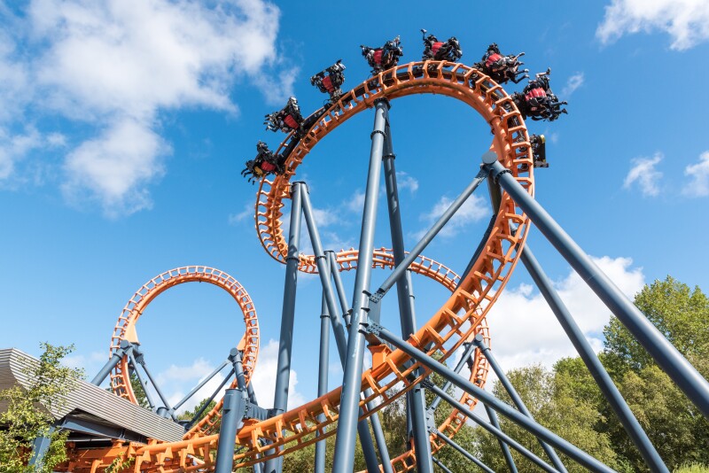 Ferris wheel and roller coaster, France