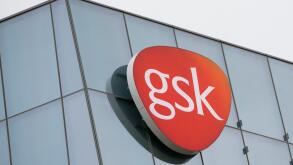 A logo sign outside of a facility occupied by GlaxoSmithKline (GSK) in Philadelphia, Pennsylvania on November 7, 2015.