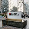 Societe Generale corporate signage by their office in midtown Manhattan.