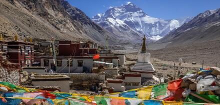Mount Everest Base Camp with Rongbuk Monastery in Shigatse, Tibet
