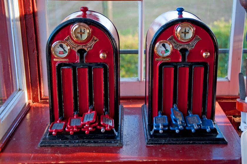 Tyer's Key-Token instruments at Wittersham Road signalbox on the Kent and East Sussex Railway