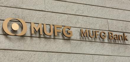 A new signboard of MUFG Bank on display outside its branch on April 2, 2018, Tokyo, Japan. Mitsubishi UFJ Financial Group Inc. changed the name of Bank of Tokyo-Mitsubishi UFJ to MUFG Bank after 11 years of merger and complaints from customers saying that