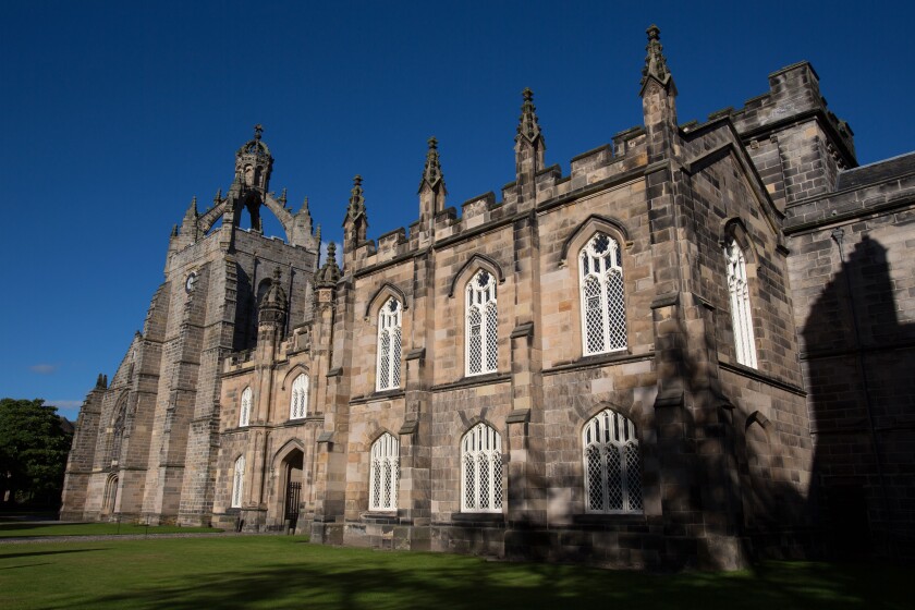 City of Aberdeen, Scotland. The University and King's College of Aberdeen, with King?s College Chapel in the background.
