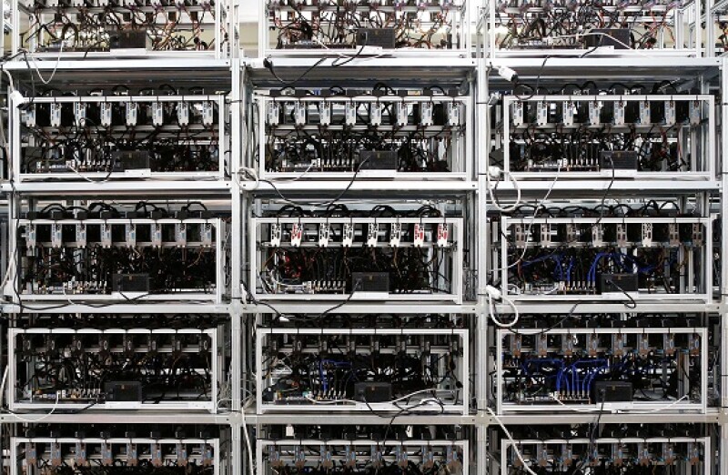 Bitcoin mining servers, Italy 2018 from Alamy 19May22 575x375