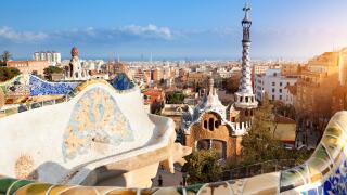 Barcelona skyline from Park Guell. Image shot 04/2019. Exact date unknown.