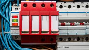 Surge arrester used to protect the electrical system in the building during electrical discharges, storm protection and three-phase fuse.