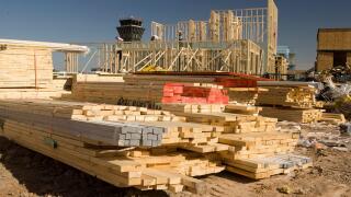 Austin, Texas USA, April 2, 2009. Construction continues on the Mueller housing development on the site of the old Austin Mueller Airport that will eventually consist of more than 1,100 homes on 700 acres. The site is an example of a sustainable, transit-