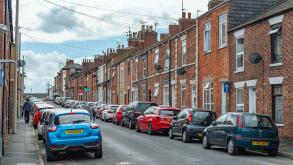 Grantham, Lincolnshire, UK  Typical inner-city terraced houses originally built for the working class
