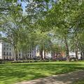 Berkeley Square in London's wealthy Mayfair district. Shows the centre of the garden square on a sunny summer day.