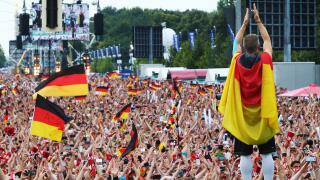 Welcome party of the German Nationalteam, the new Football World Champion, at the Brandenburger Tor in Berlin, Bastian Schweinsteiger.