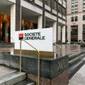 Societe Generale corporate signage by their office in midtown Manhattan.