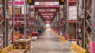 Beautiful Aerial view of a logistics / industrial warehouse