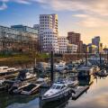 Medienhafen harbour skyline in Dusseldorf, Germany