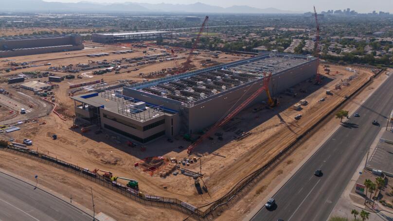 An aerial view of the QTS Data center under construction in Phoenix, Arizona