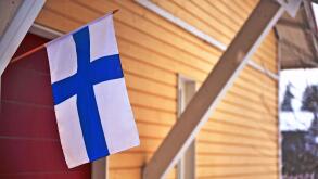 House with a flag in Finland
