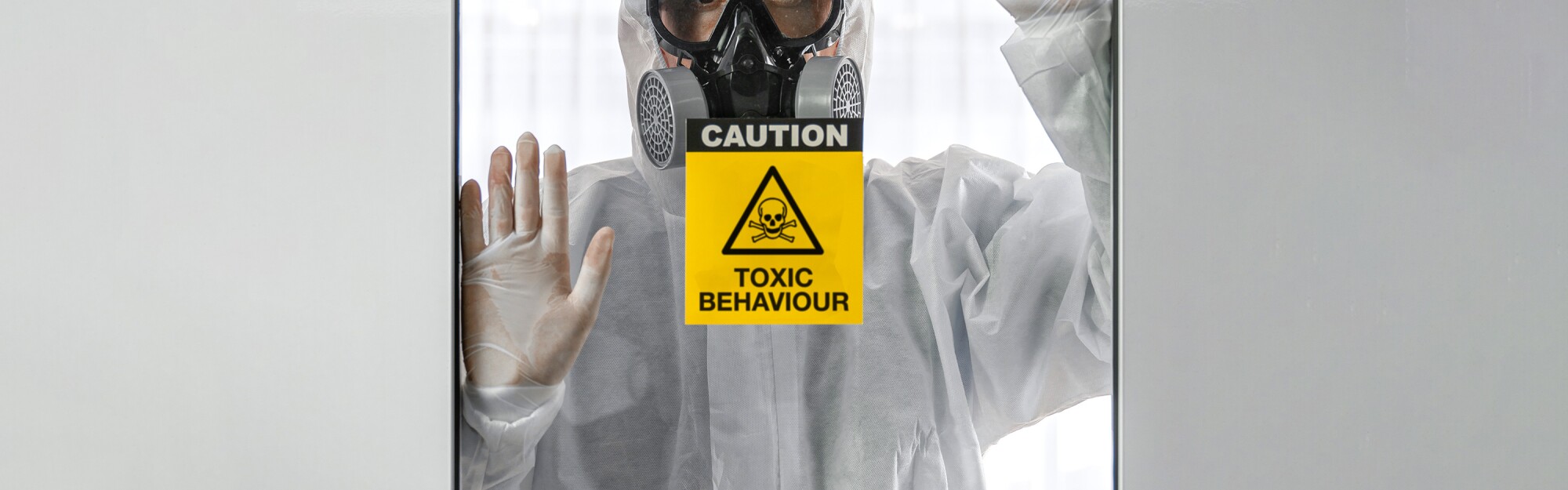 scientist with coverall protection clothing and full face protec