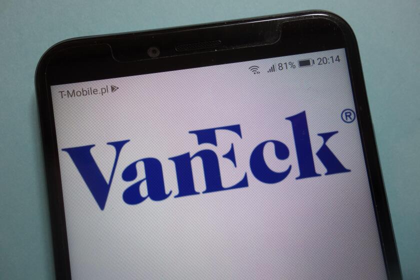 VanEck investment management firm logo on smartphone