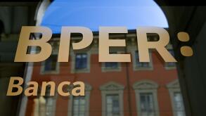 The logo of BPER Banca is pictured outside a branch as the bank's CEO Piero Montani presents a new business plan, in Milan, Italy, June 10, 2022. REUTERS/Flavio Lo Scalzo